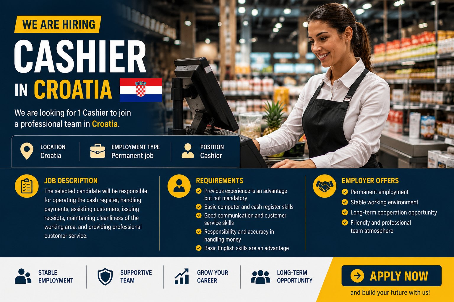 1 Cashier for Croatia (BaPro)
