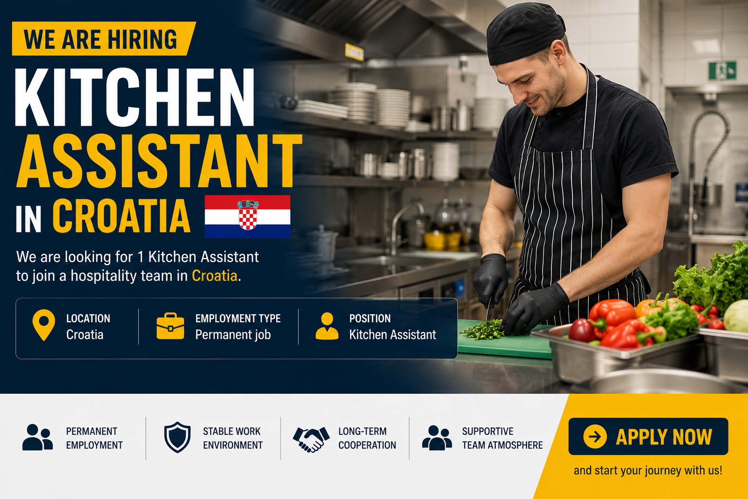 1 Kitchen Assistant for Croatia (P&R)