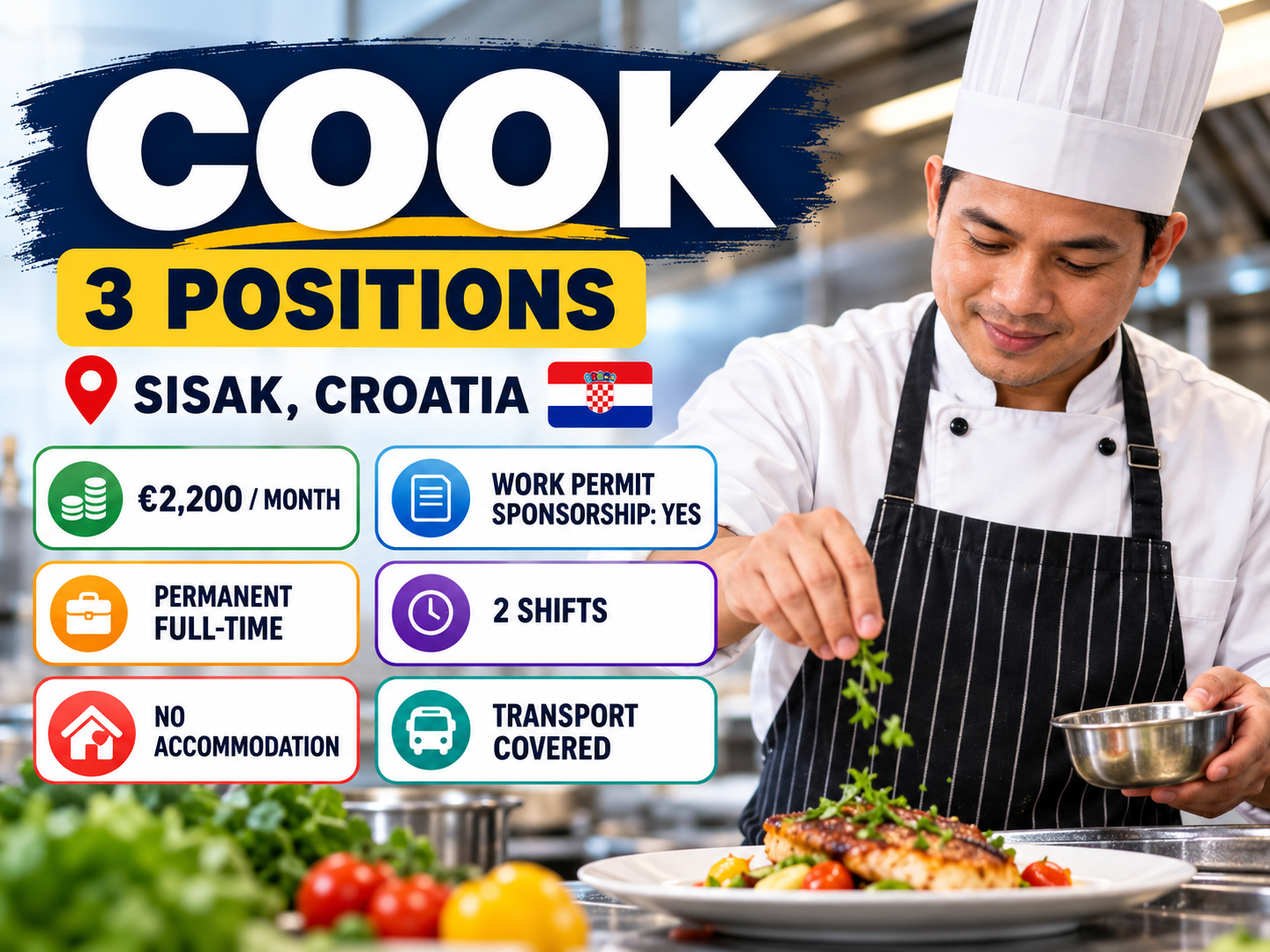 Cook – 3 Positions – Sisak, Croatia