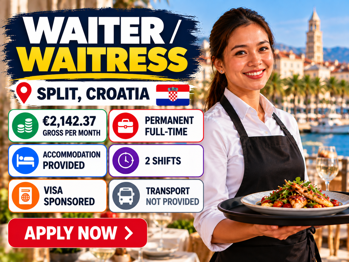 Waiter / Waitress – Split, Croatia